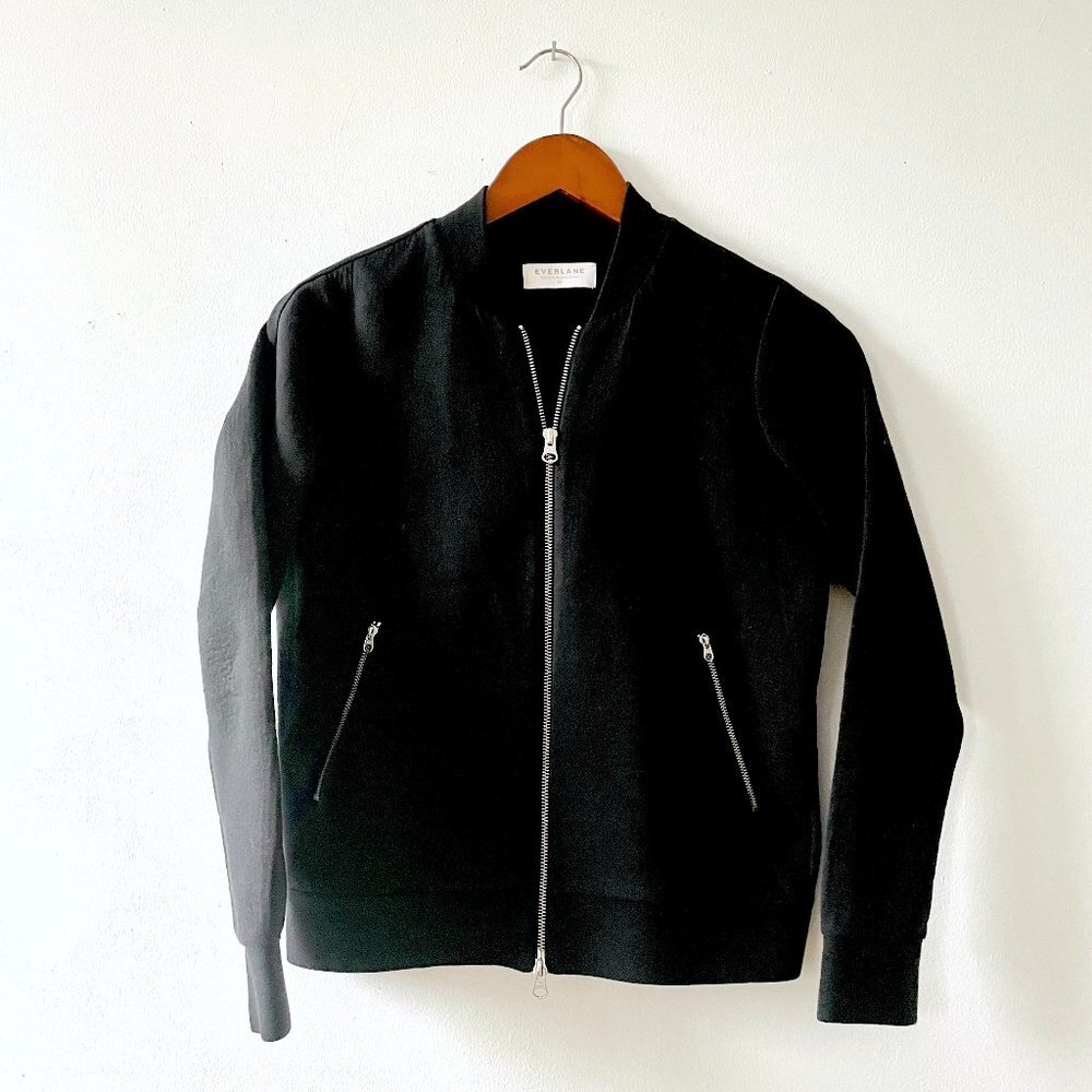 Everlane Street Fleece Bomber Jacket in Black XS